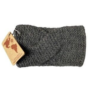 Andes Gifts Alpaca Merino Wool Twist Front Ear Warmer Headband Gray Peru NWT